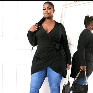 SHEIN SXY Plus Solid Tie Side Wrap Blouse (size 2X)